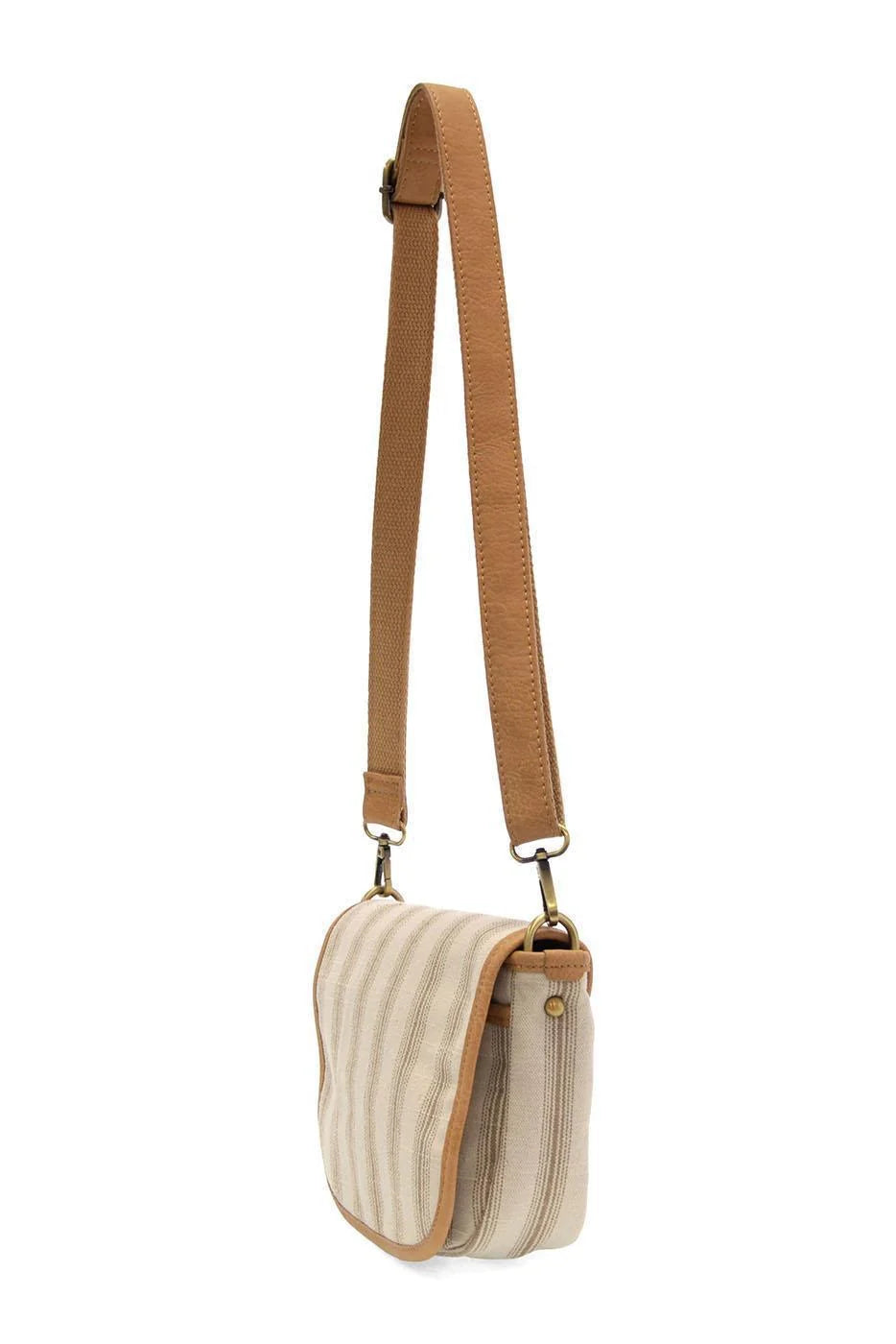 Pencil Stripe Saddle Bag in Canvas | Neutral