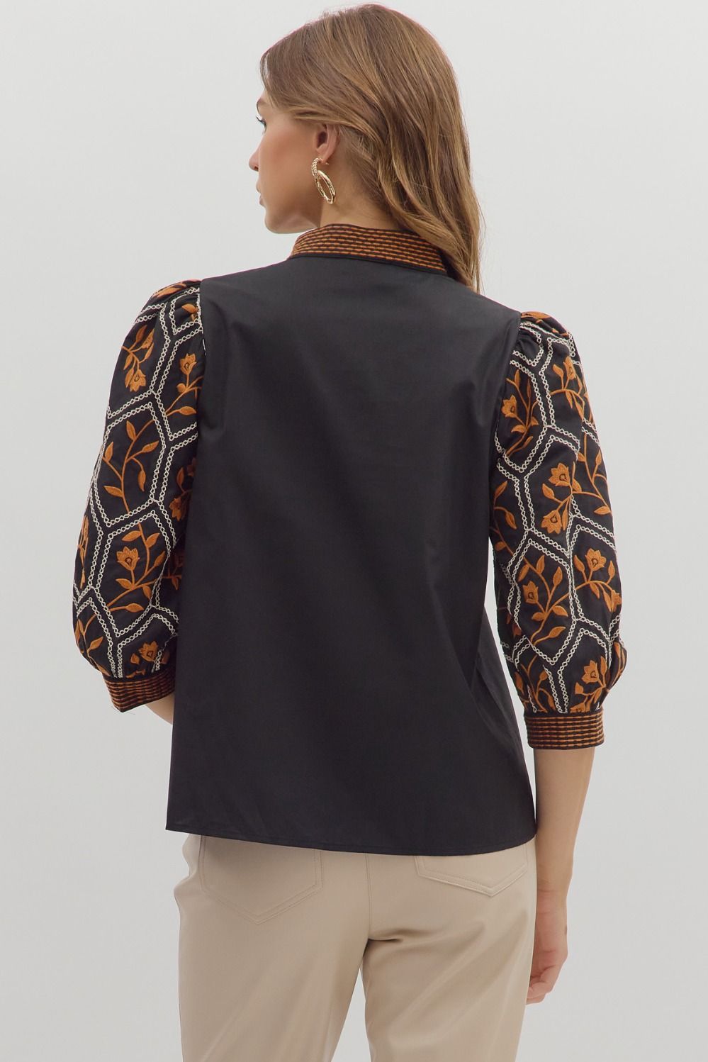 Jaylah Patterned Sleeve Top