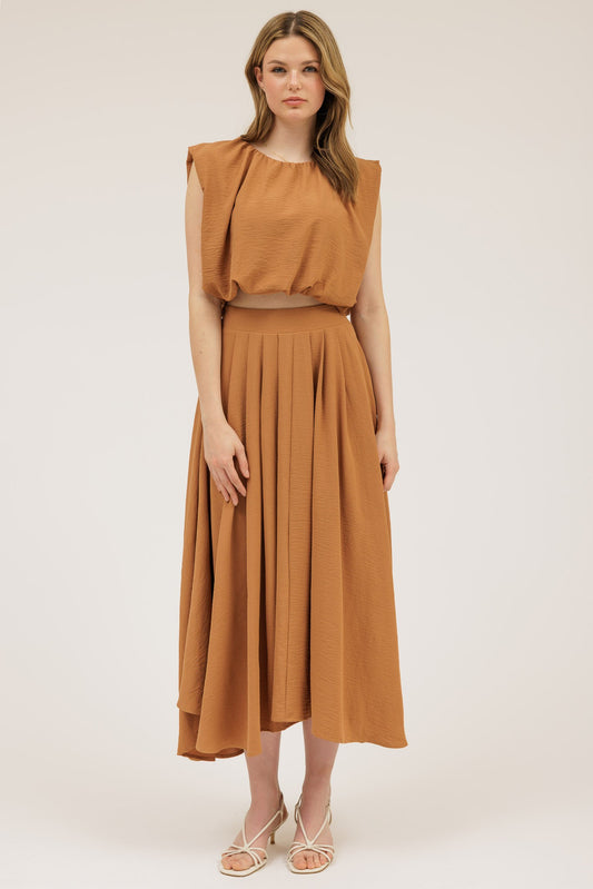 Ally Balloon Crop Top | Camel