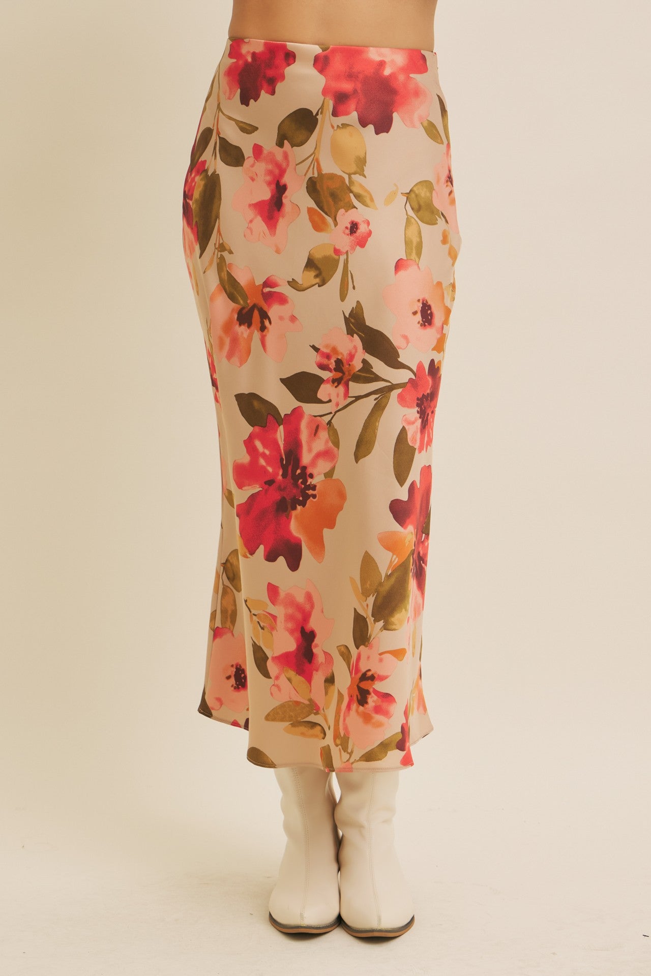 Anna Floral Satin Maxi Skirt