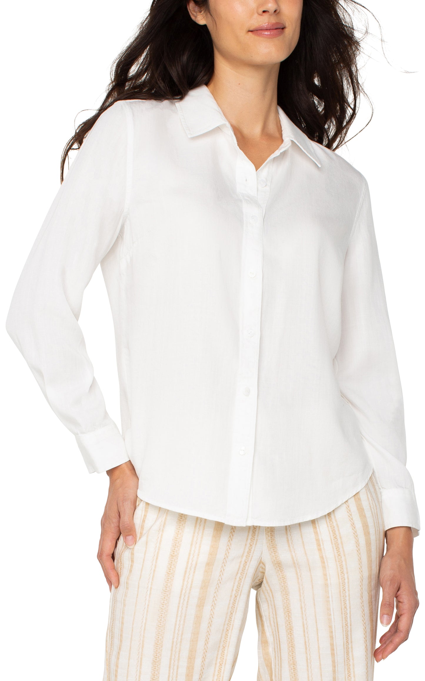 Liverpool Long Rolled Sleeve Woven Shirt | White