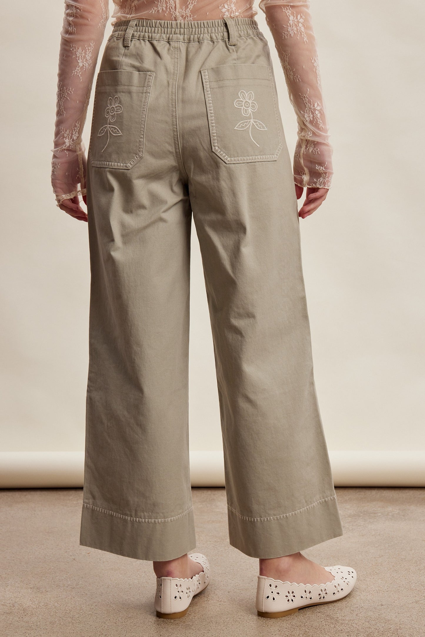 Sammie Floral Embroidered Denim | Sage