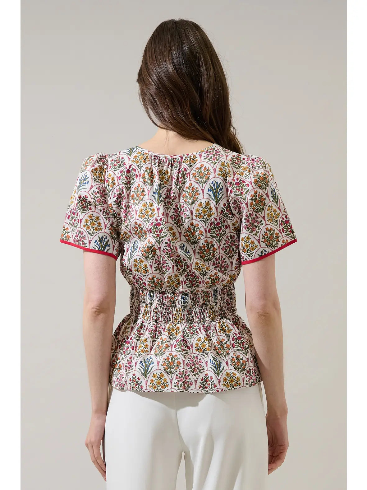 Sarina Smocked Peplum Top