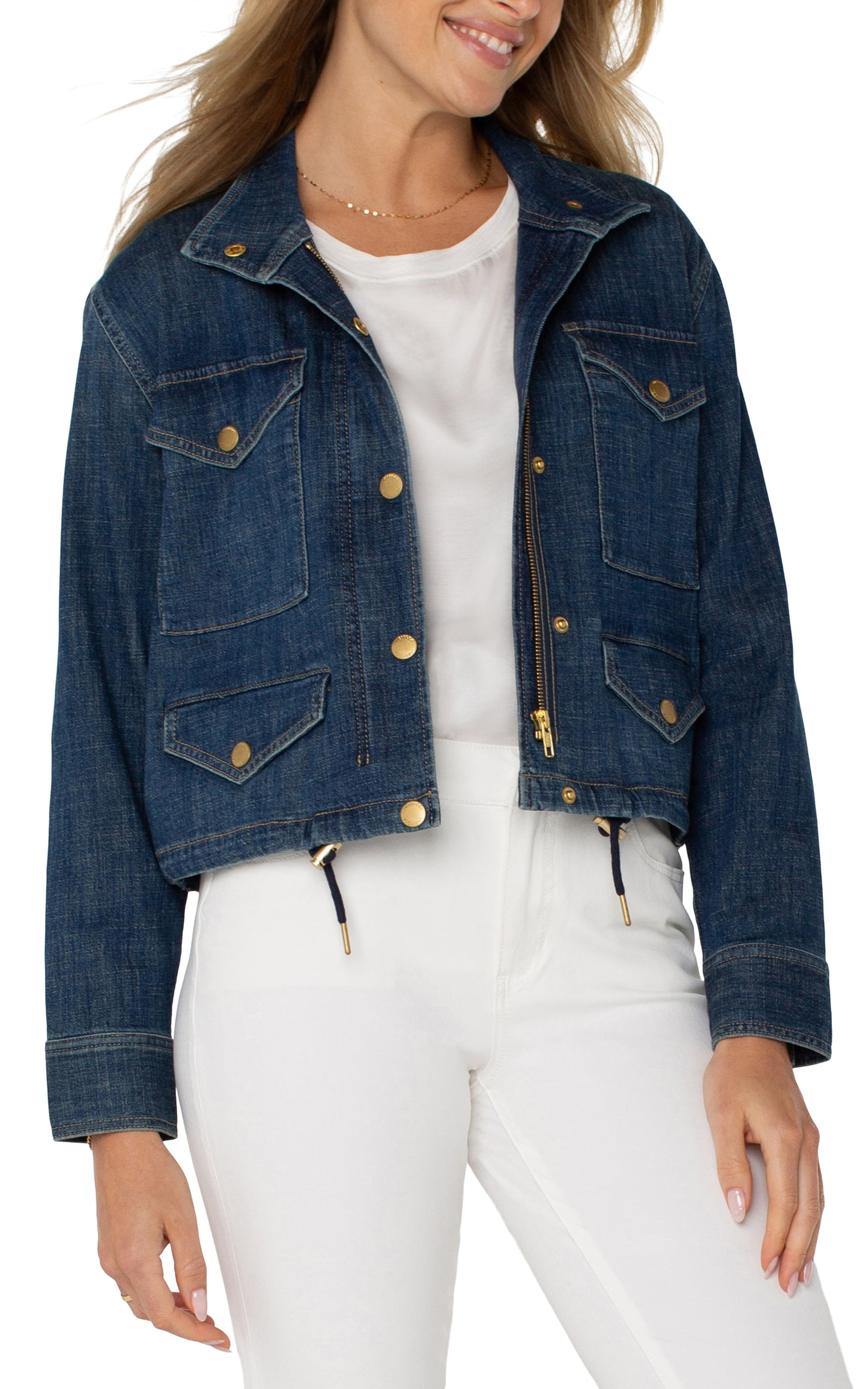 Liverpool Cropped Cargo Denim Jacket | Laguna Beach
