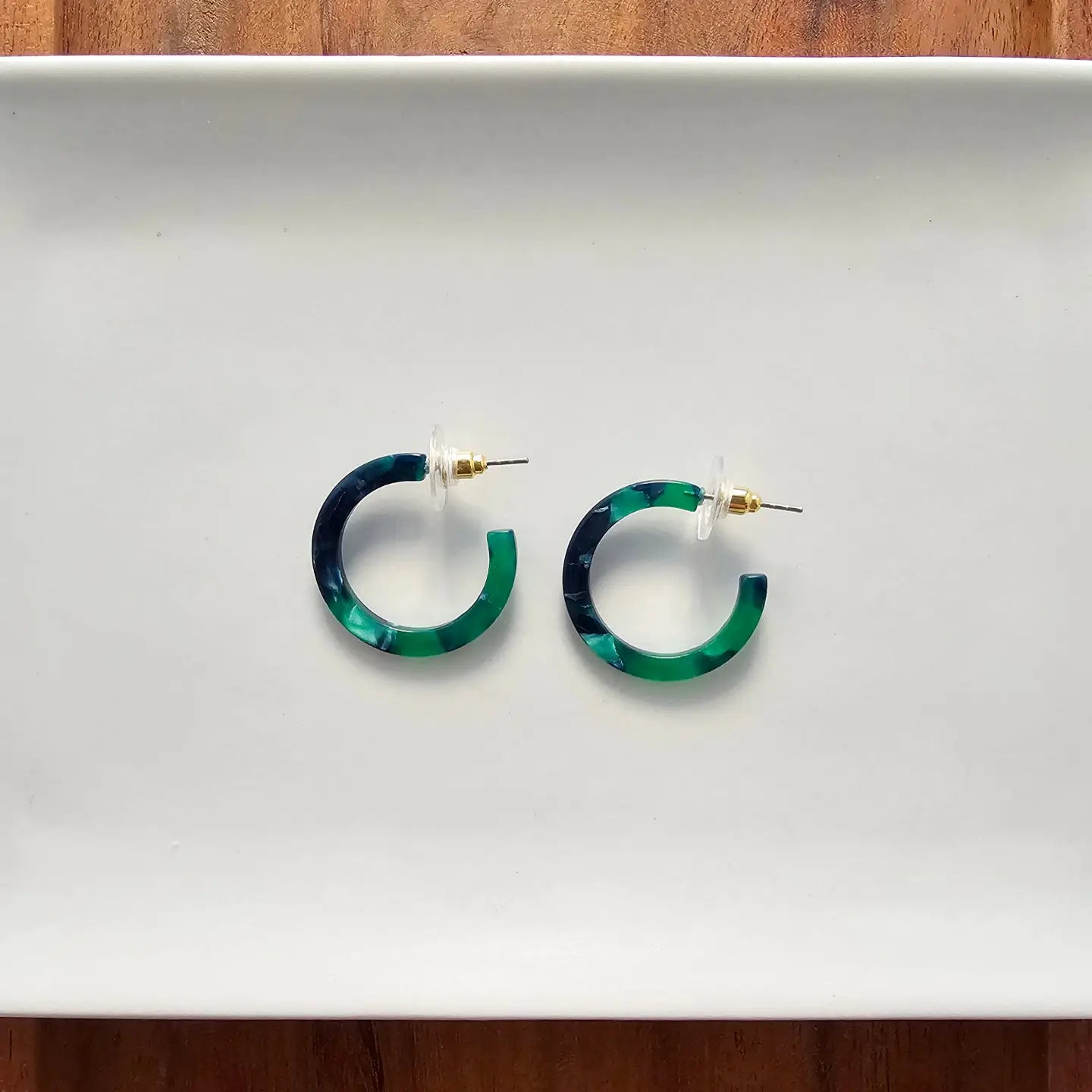 Cami Mini Hoop Earrings | Dark Green