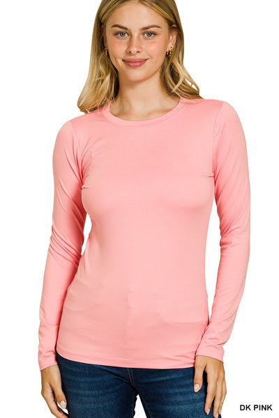Basic Long Sleeve Tee | Dk Pink