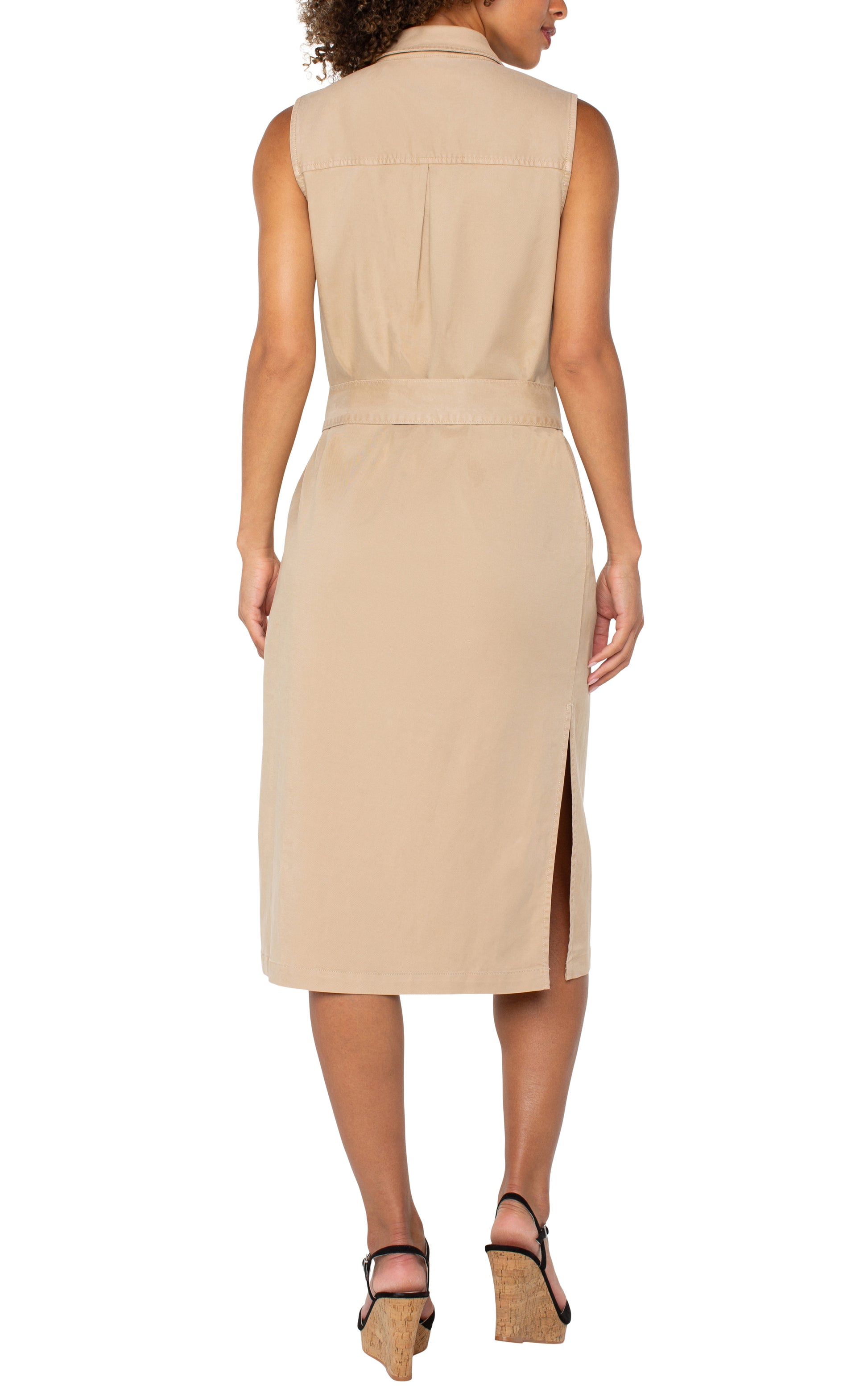 Liverpool Sleeveless Shirt Dress | Cappuccino