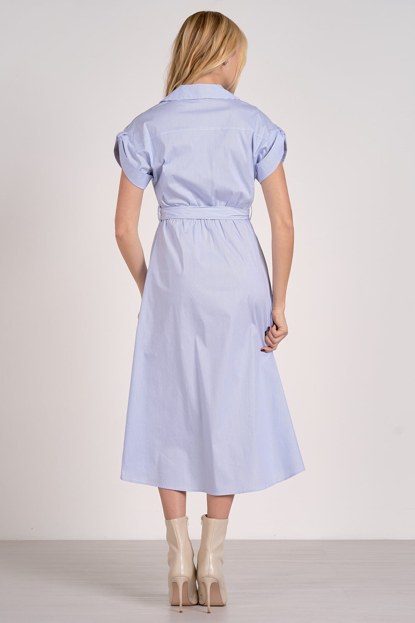 Paityn Blue Pinstripe Midi Dress