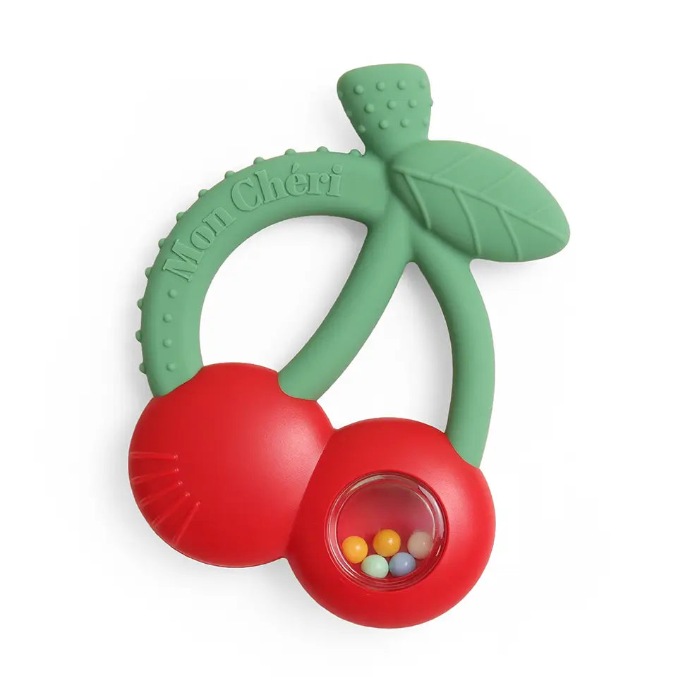Bitzy Shake™ - Silicone Teether with Rattle | Cherries