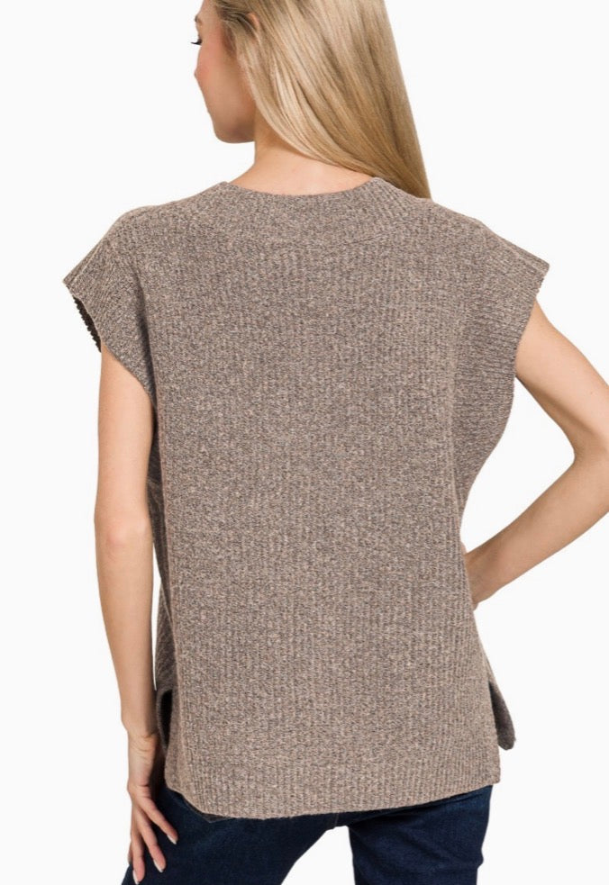 Becca V-neck Sweater Vest | Mocha