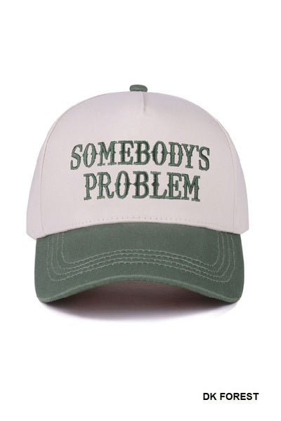 Somebody’s Problem Two Tone Canvas Cotton Cap | Dk Forest