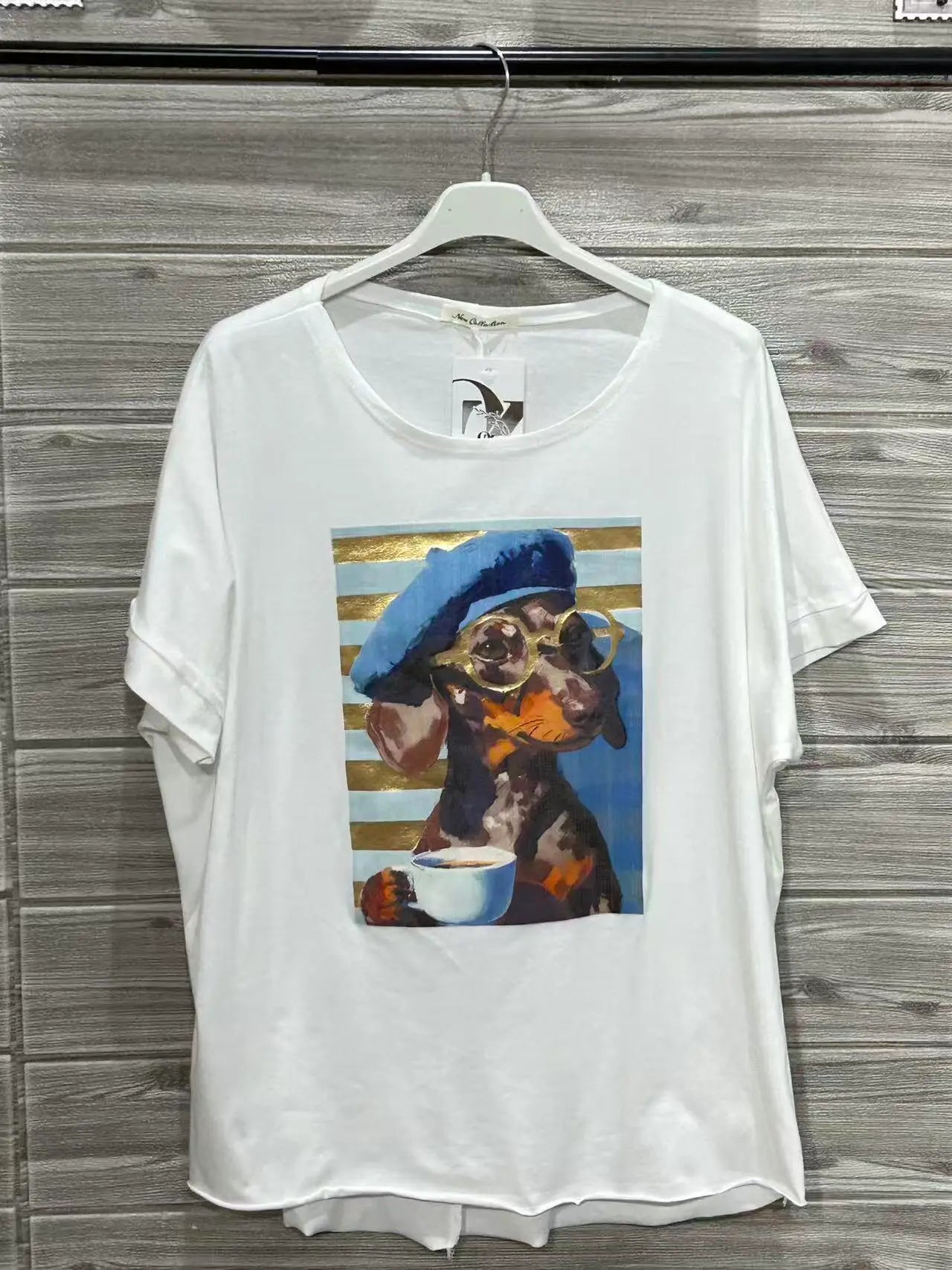 Dog Portrait Cotton T-Shirt White
