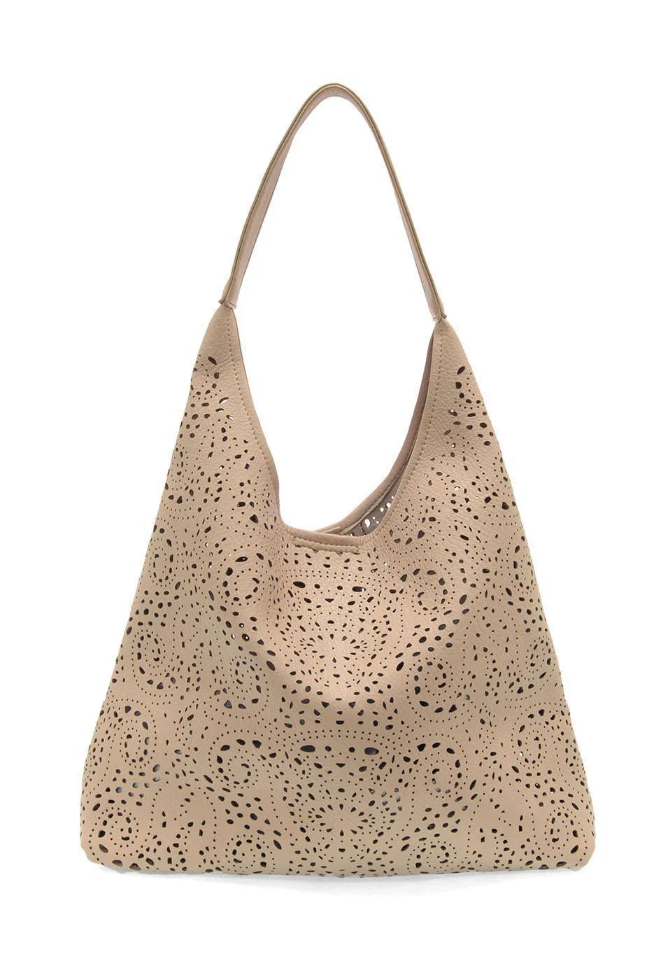 Lazer Cut Eyelet Hobo | Taupe