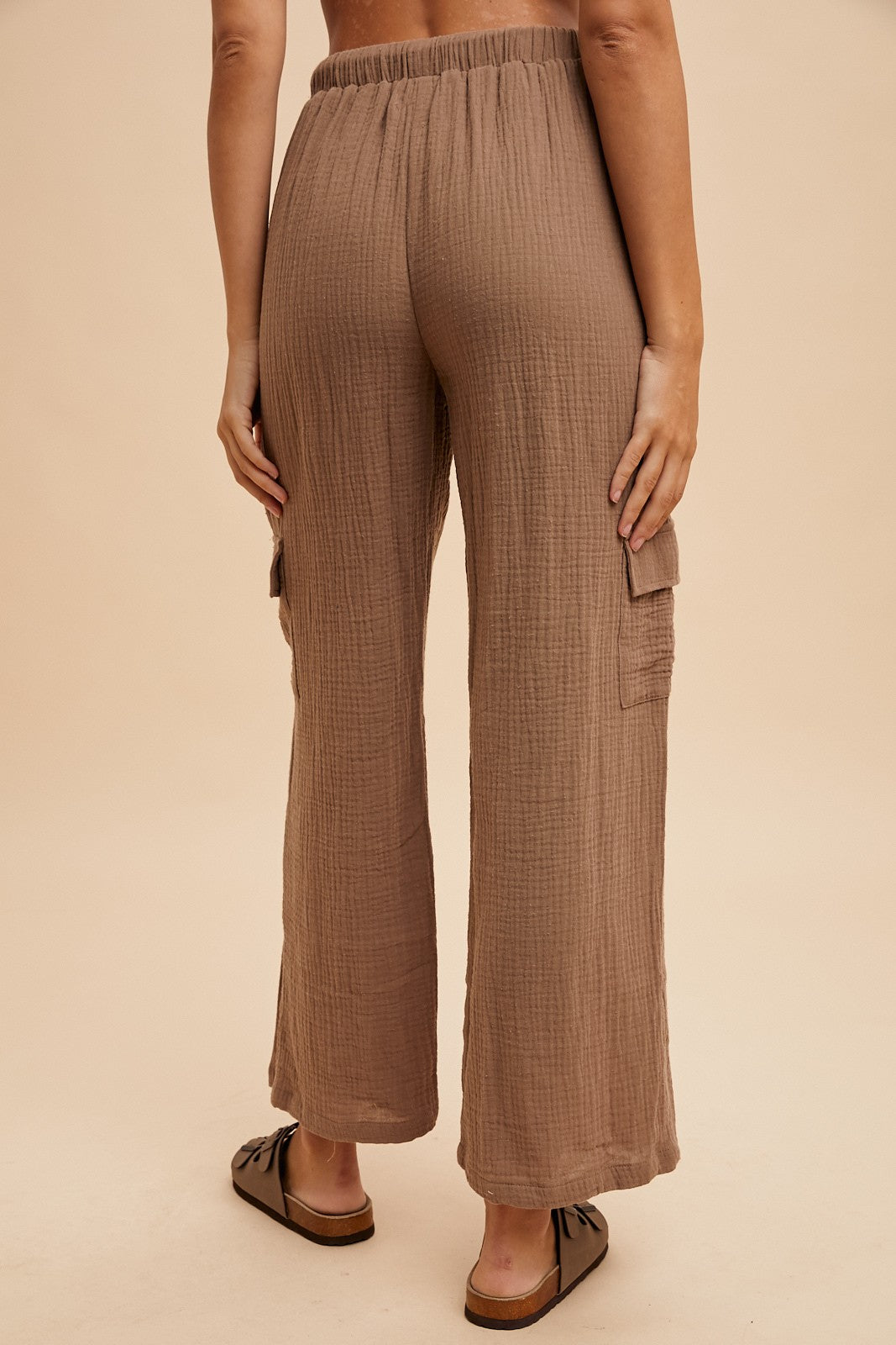 Cotton Gauze Cargo Pants | Mocha