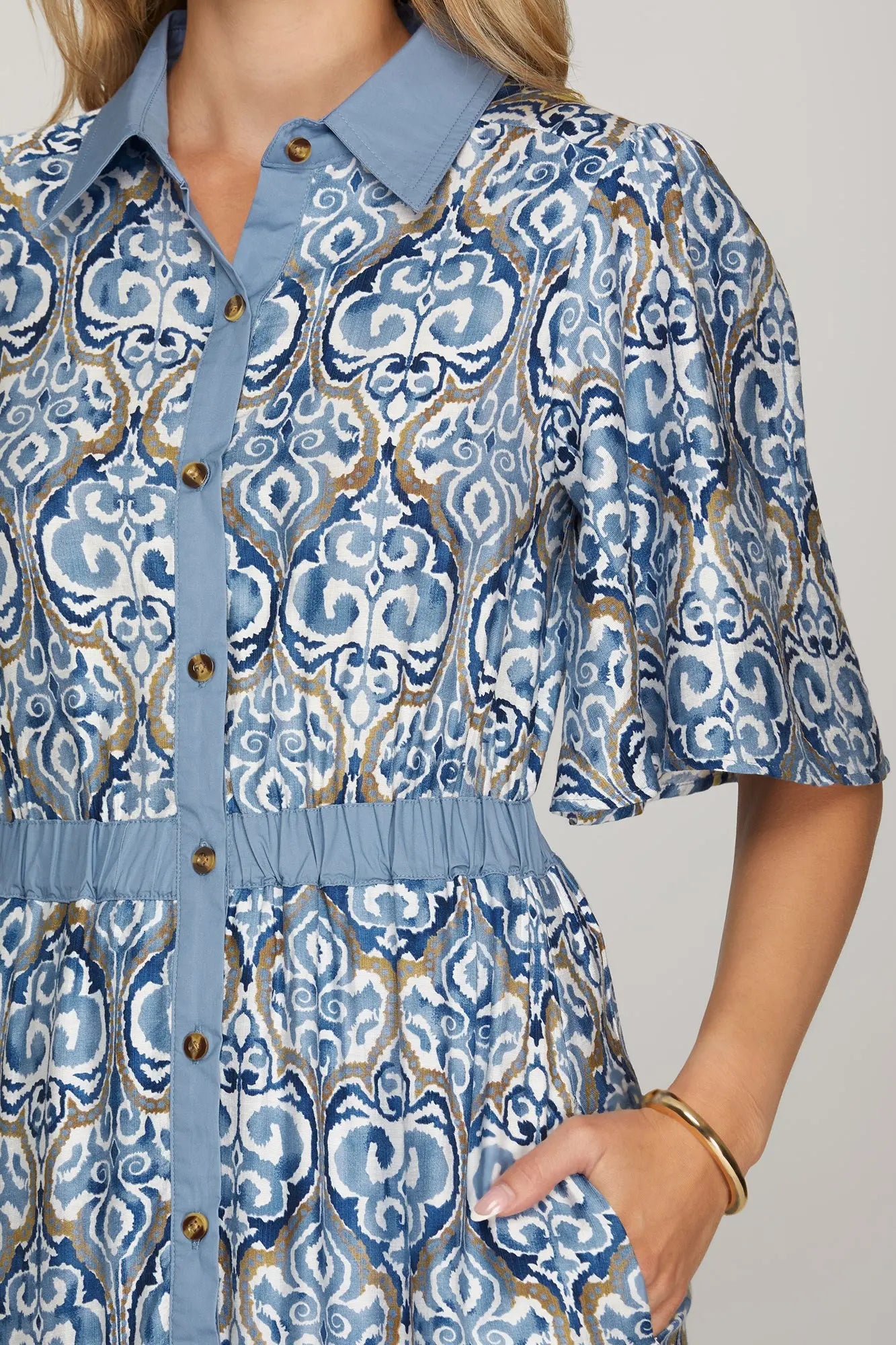 Reagan Button Down Printed Maxi Dress