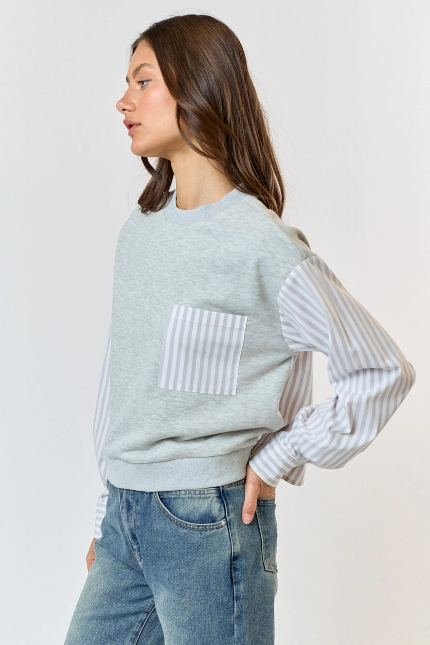 Ashley Stripe Mix Crew Neck Top
