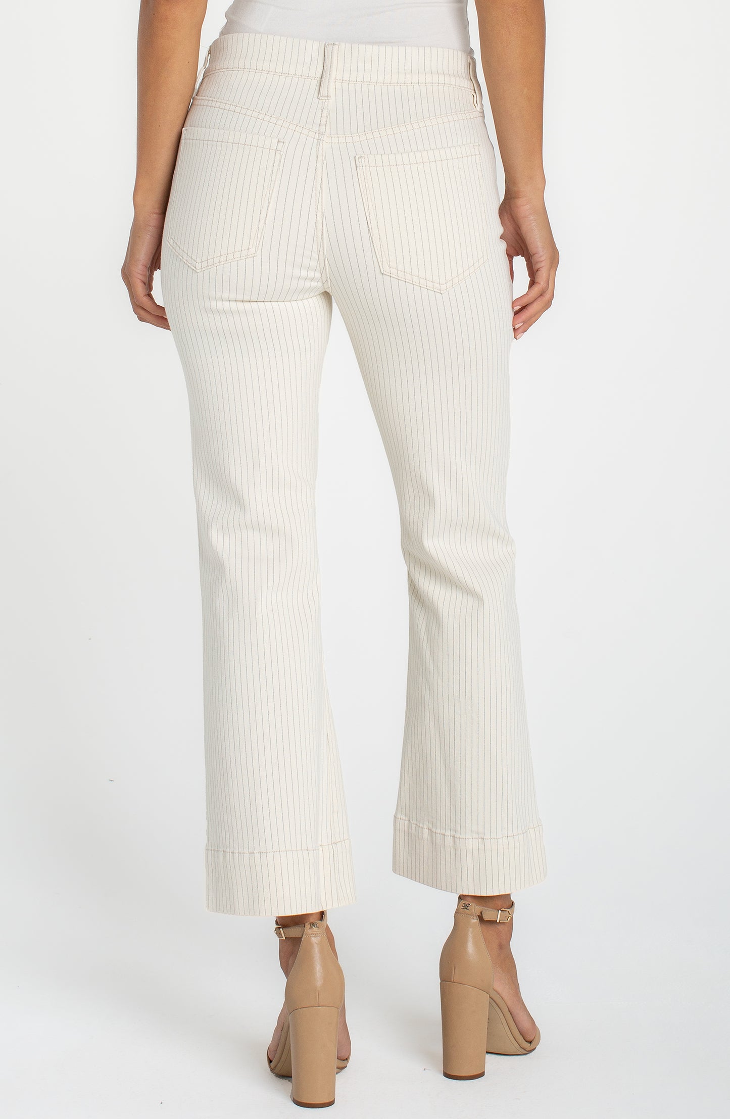 Liverpool Gia Glider Crop Flare With Wide Hem | Nautical Stripe