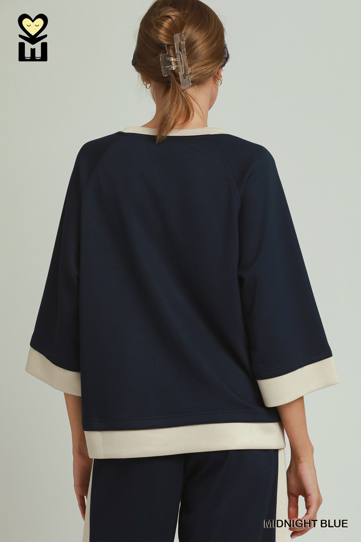 Chloe Colorblock Crewneck Top | Midnight Blue
