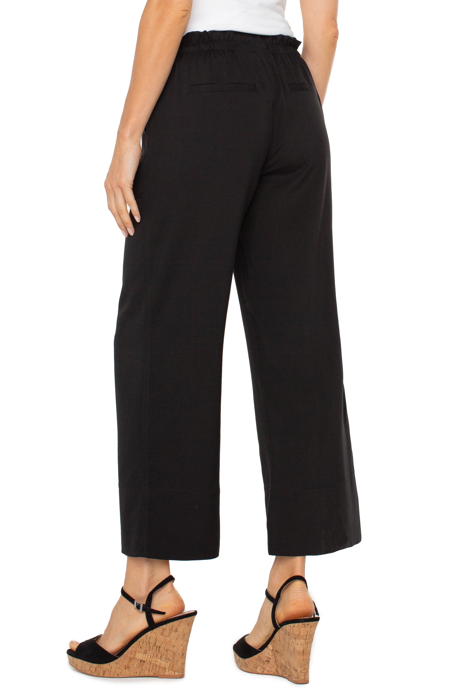 Liverpool Pull-On Tie Waist Wide Leg Pants | Black