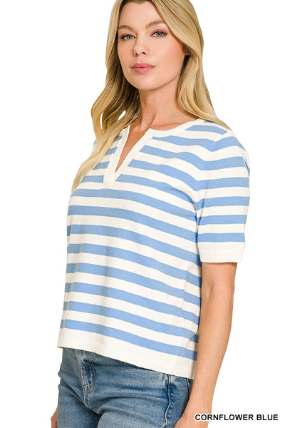 Margot Stripe Short Sleeve Top | Blue