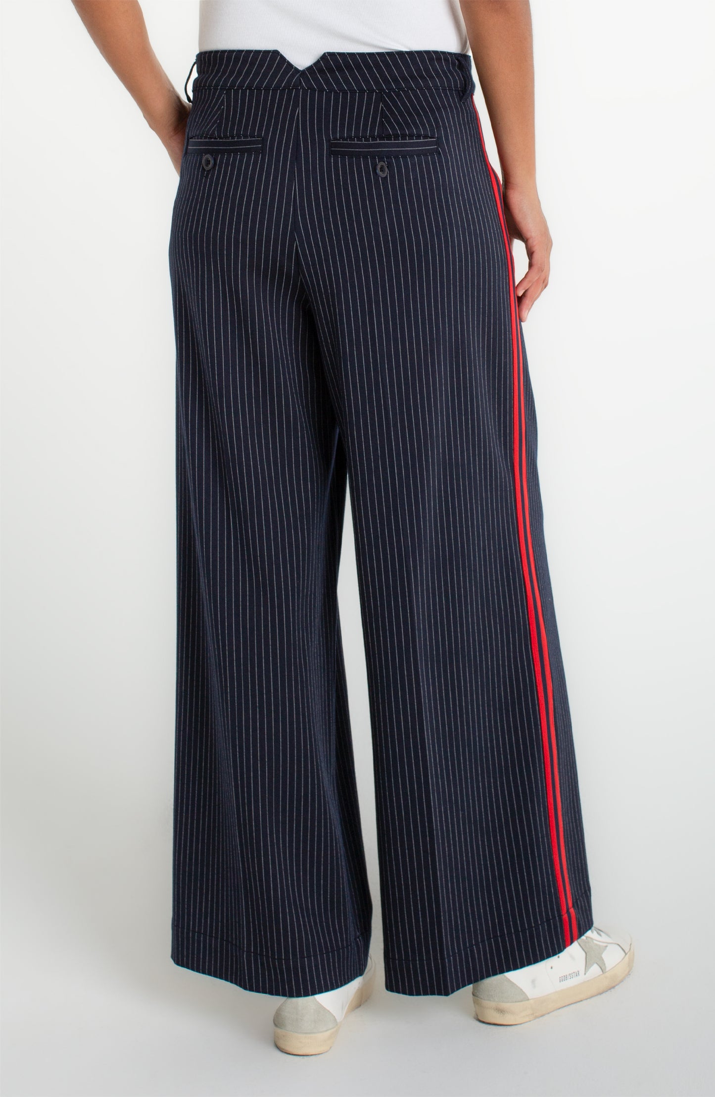 Liverpool Wide Leg Pleated Trouser With Side Stripe