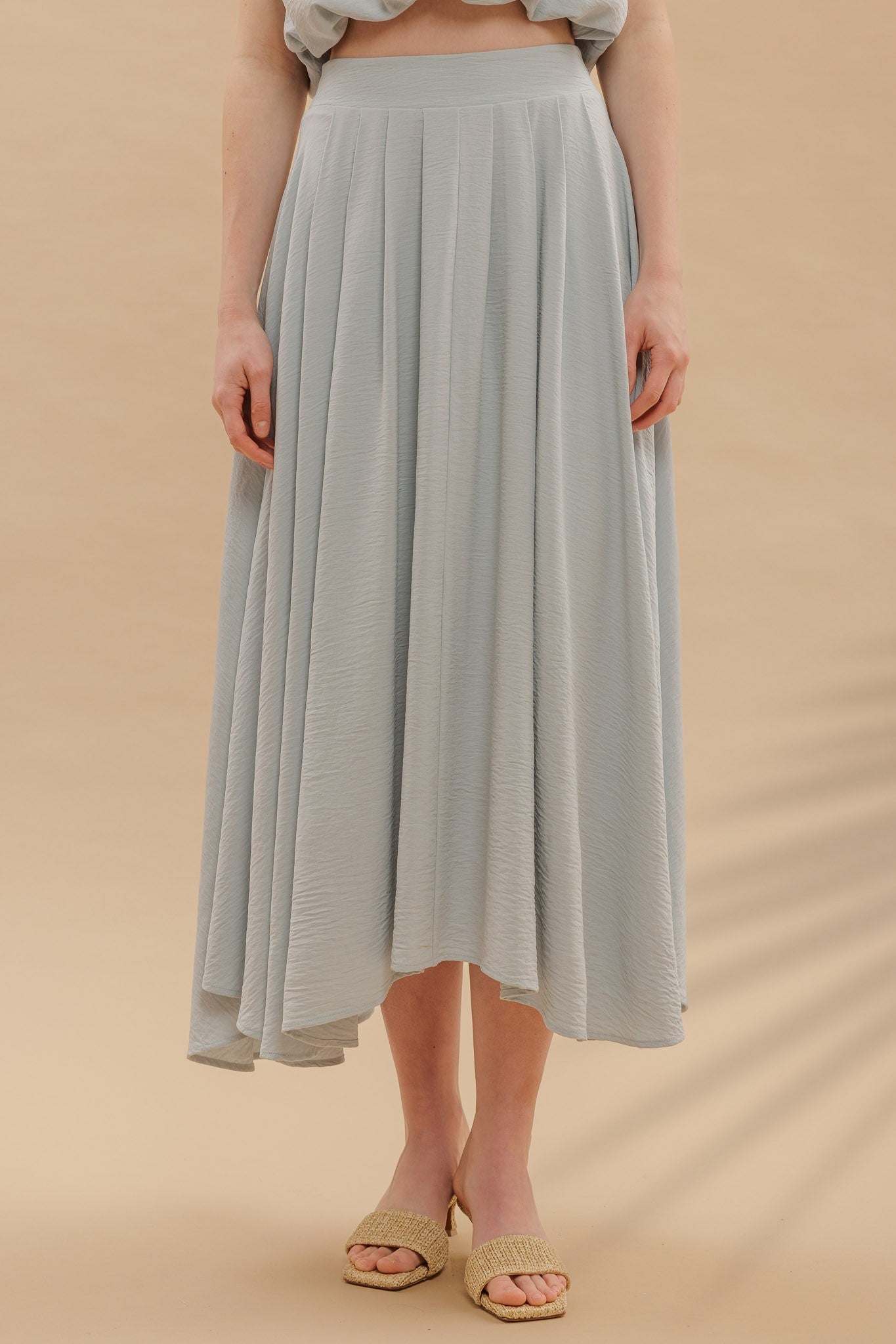 Ally Box Pleated Midi Skirt | Light Blue