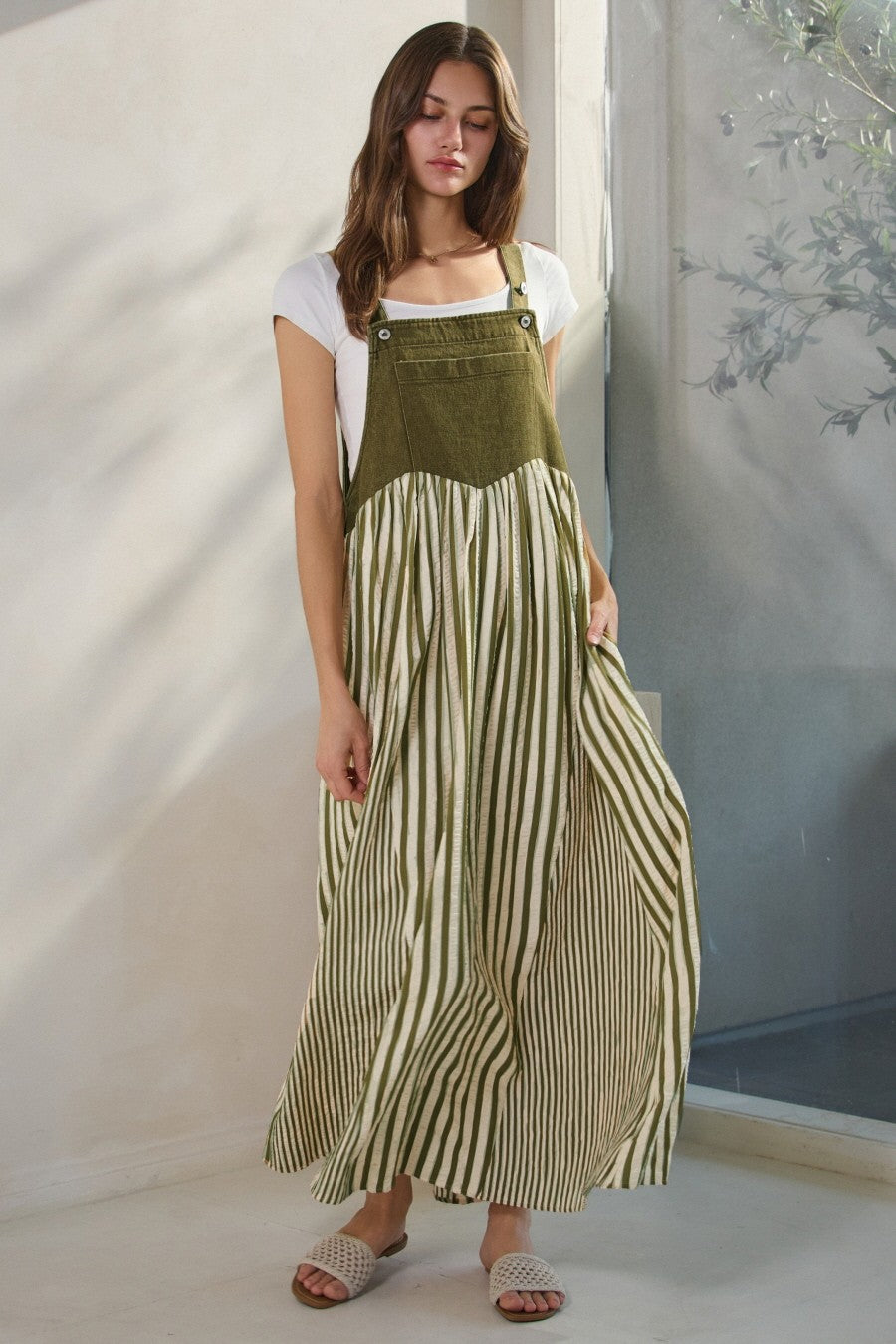 Zoey Striped Overall Dress