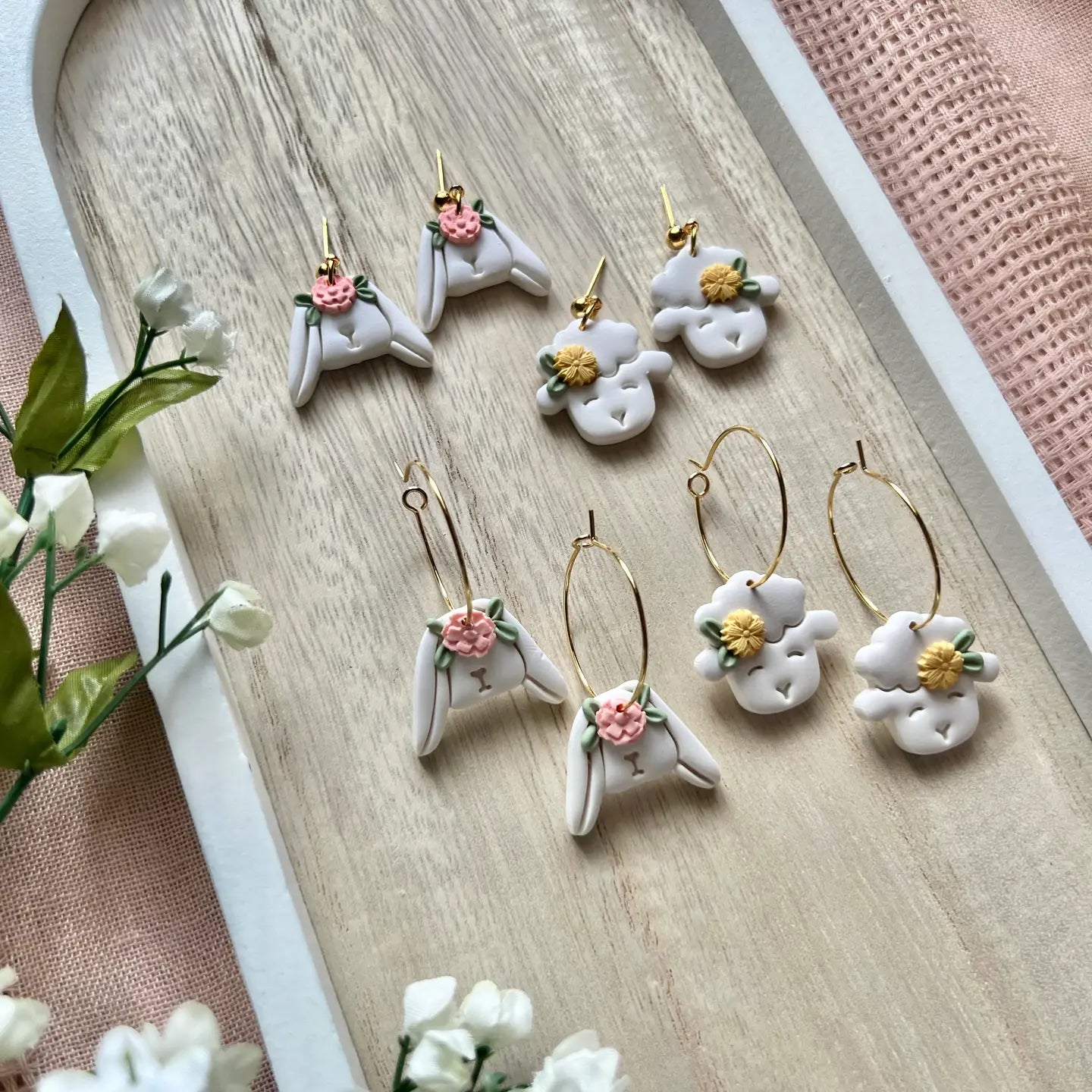 Easter Dangle Post Clay Earrings