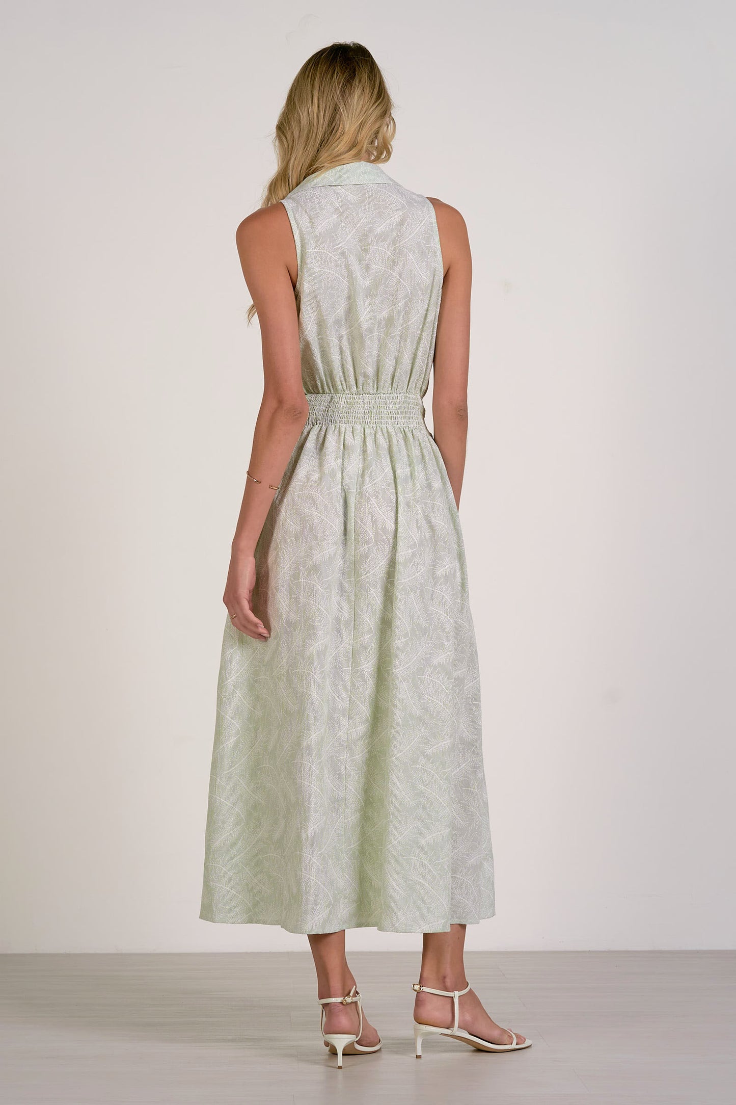 Mary Stripe + Embroidered Leaf Detail Dress