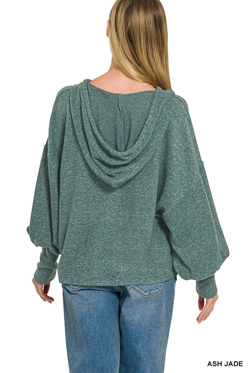Ellie Cropped Balloon Sleeve Hoodie | Ash Jade
