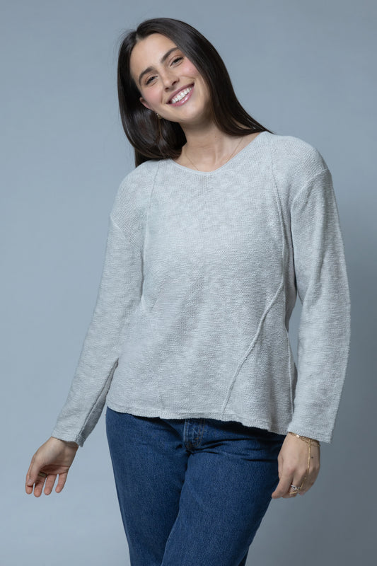 Long Sleeve V-Neck Front Panel Top