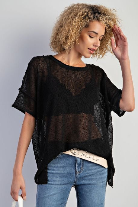 Jessica Sheet Knit Top | Black