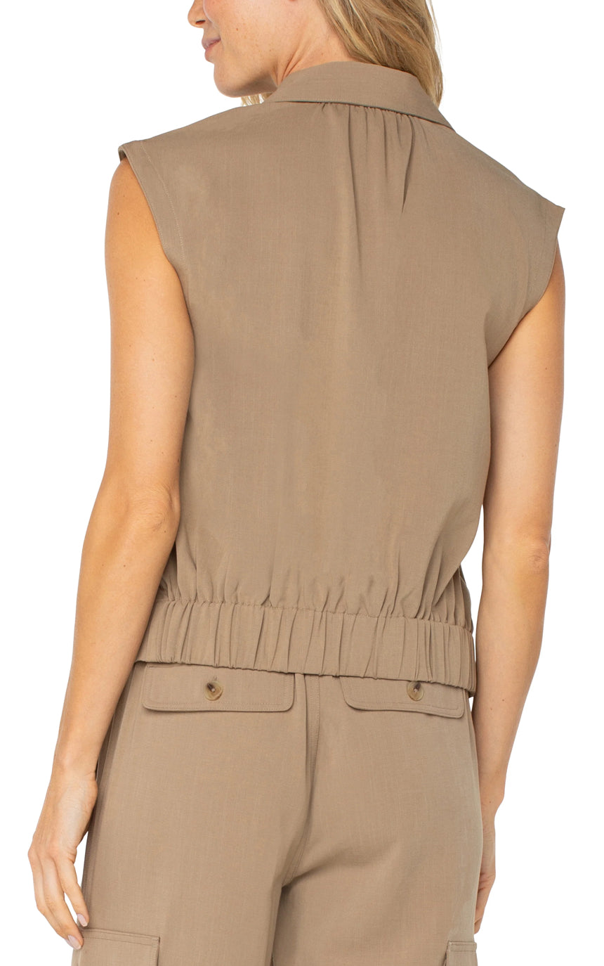 Liverpool Sleeveless Collared Top | Palo Santo