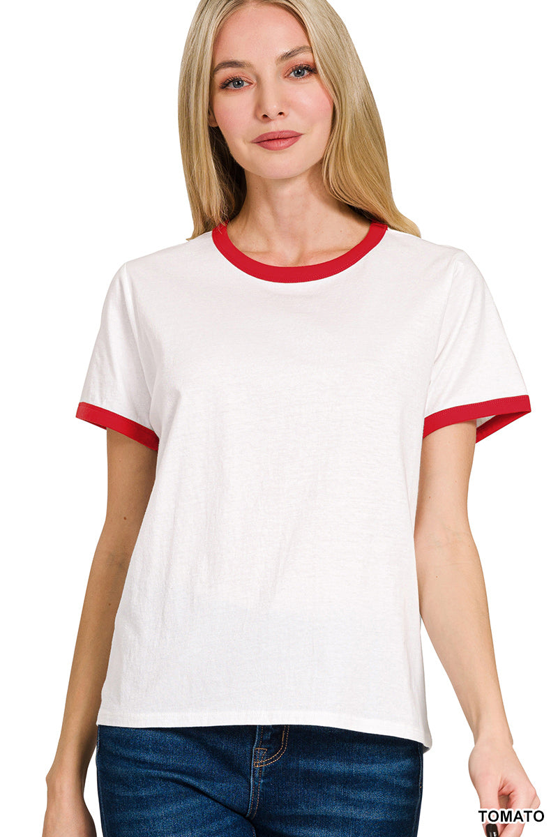 Roxie Contrast Binding Tee | Red