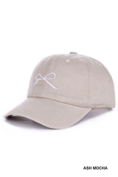 Bow Embroidery Hat | Ash Mocha