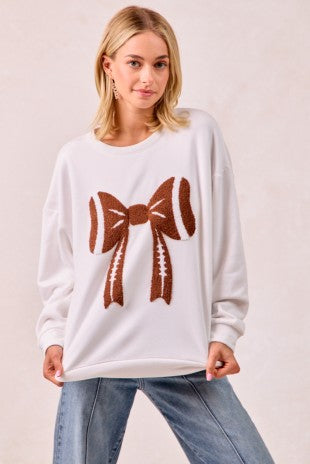 Football Ribbon Sweatshirt | Ivory