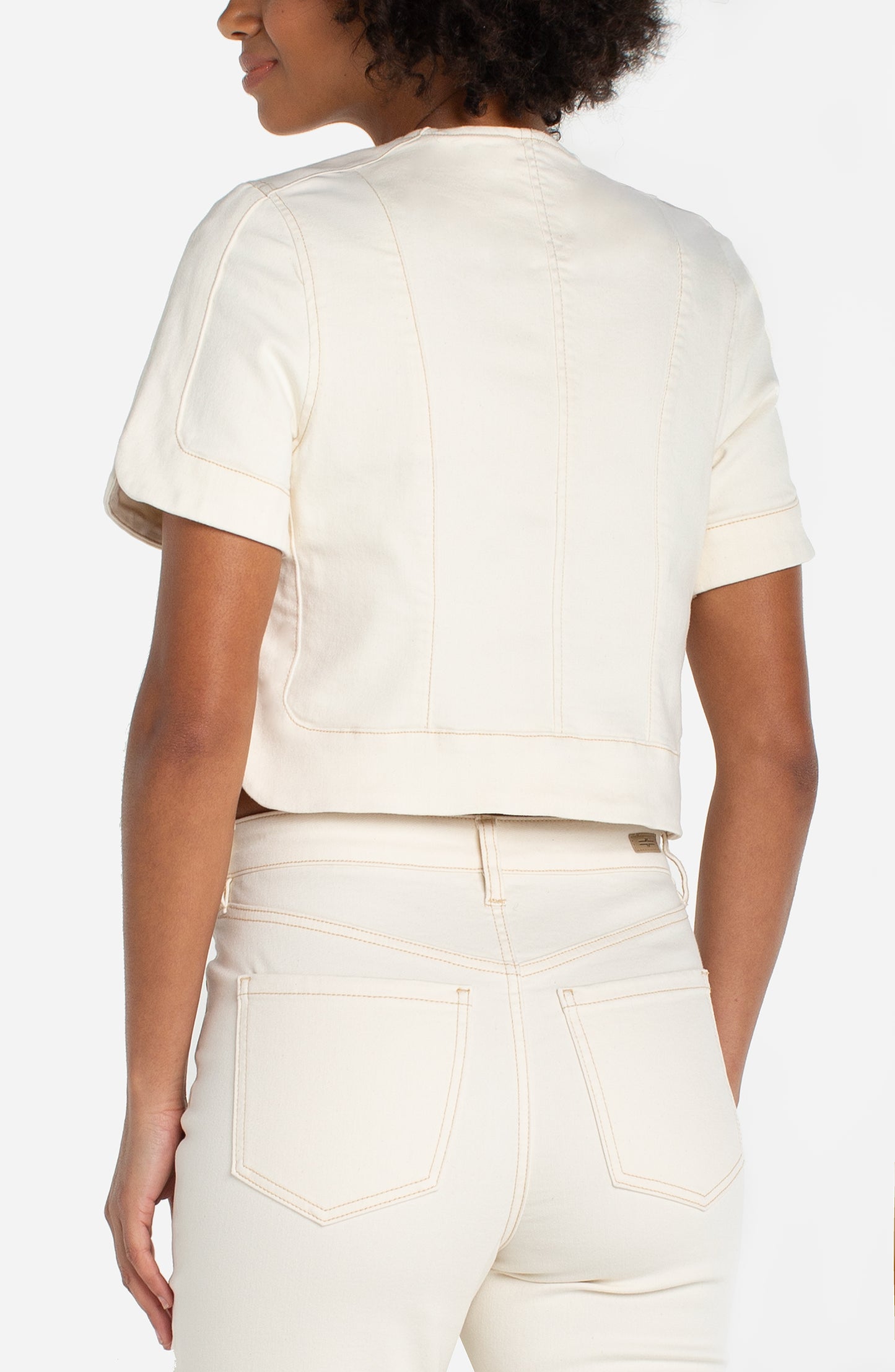 Liverpool Collarless Short Sleeve Cropped Jacket | Desert Dunes