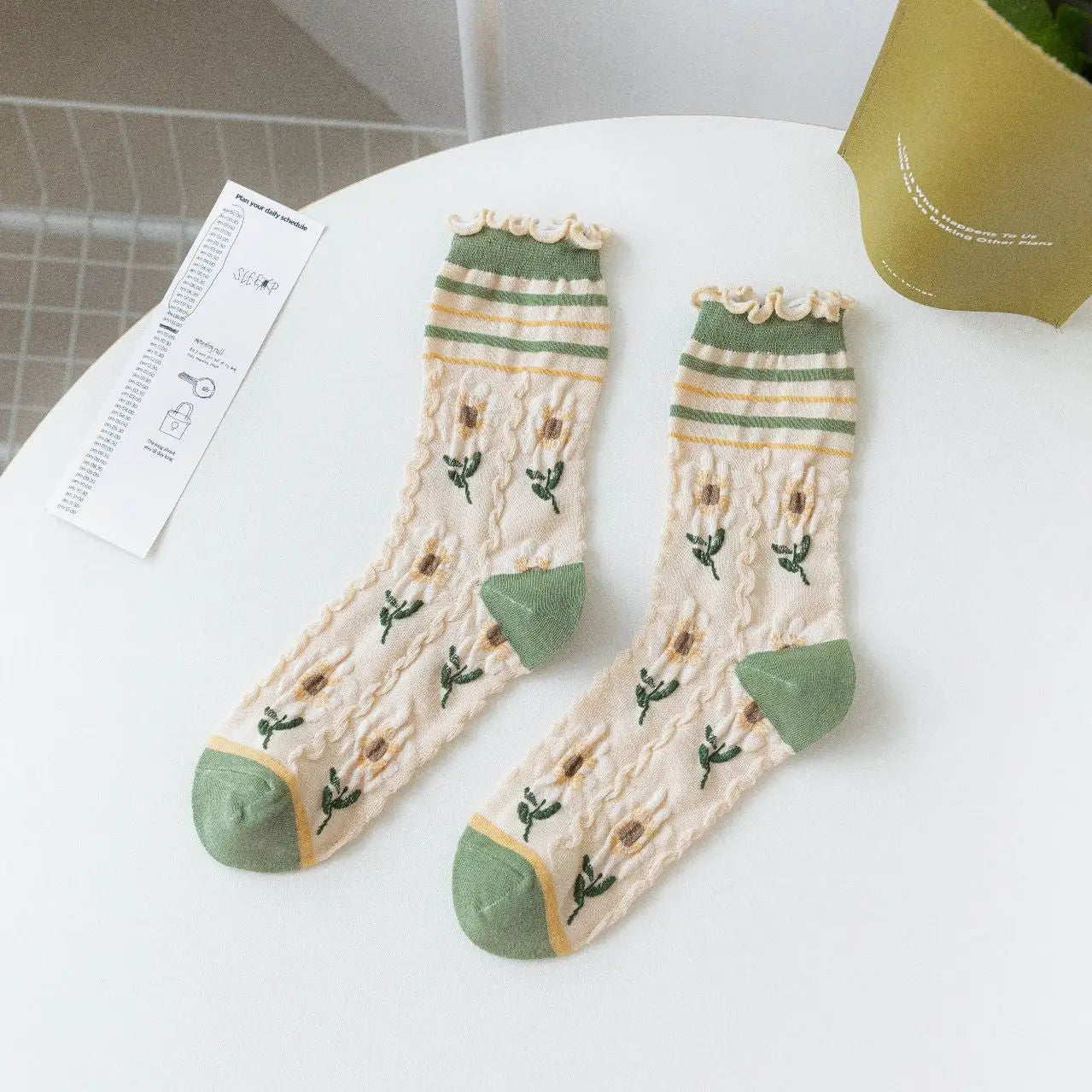 Rufia - Green Series Women's Crew Socks | Beige