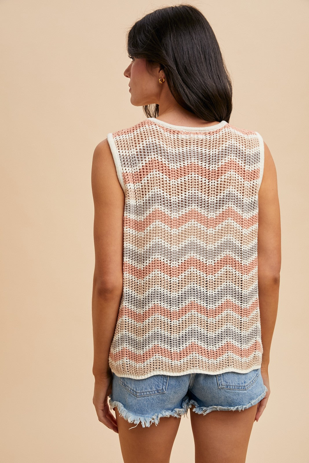 Lisa Zig-Zag Striped Crochet Top