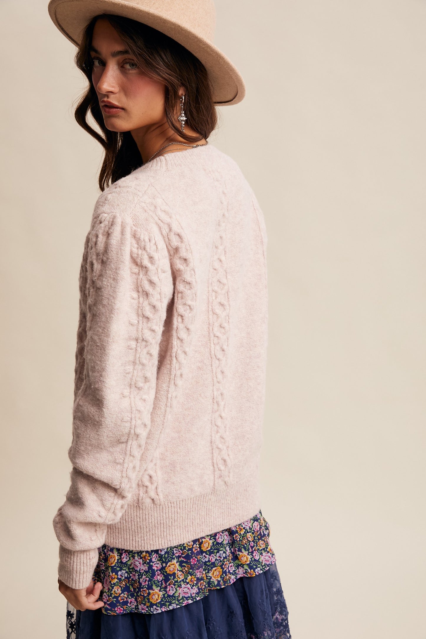 Savy Floral Cable Knit Sweater