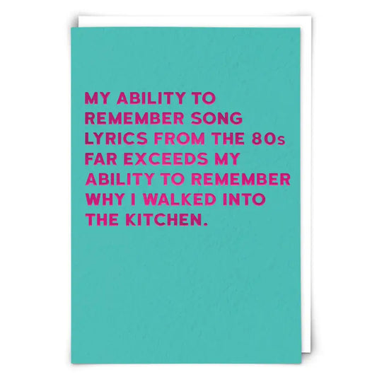 Song Lyrics Greetings Card