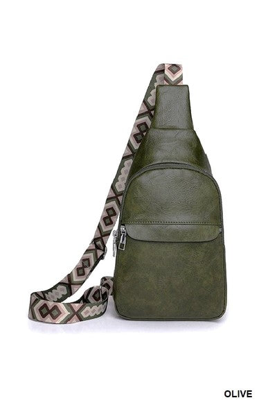 Guitar Strap Crossbody Chest Sling Bag | Olive