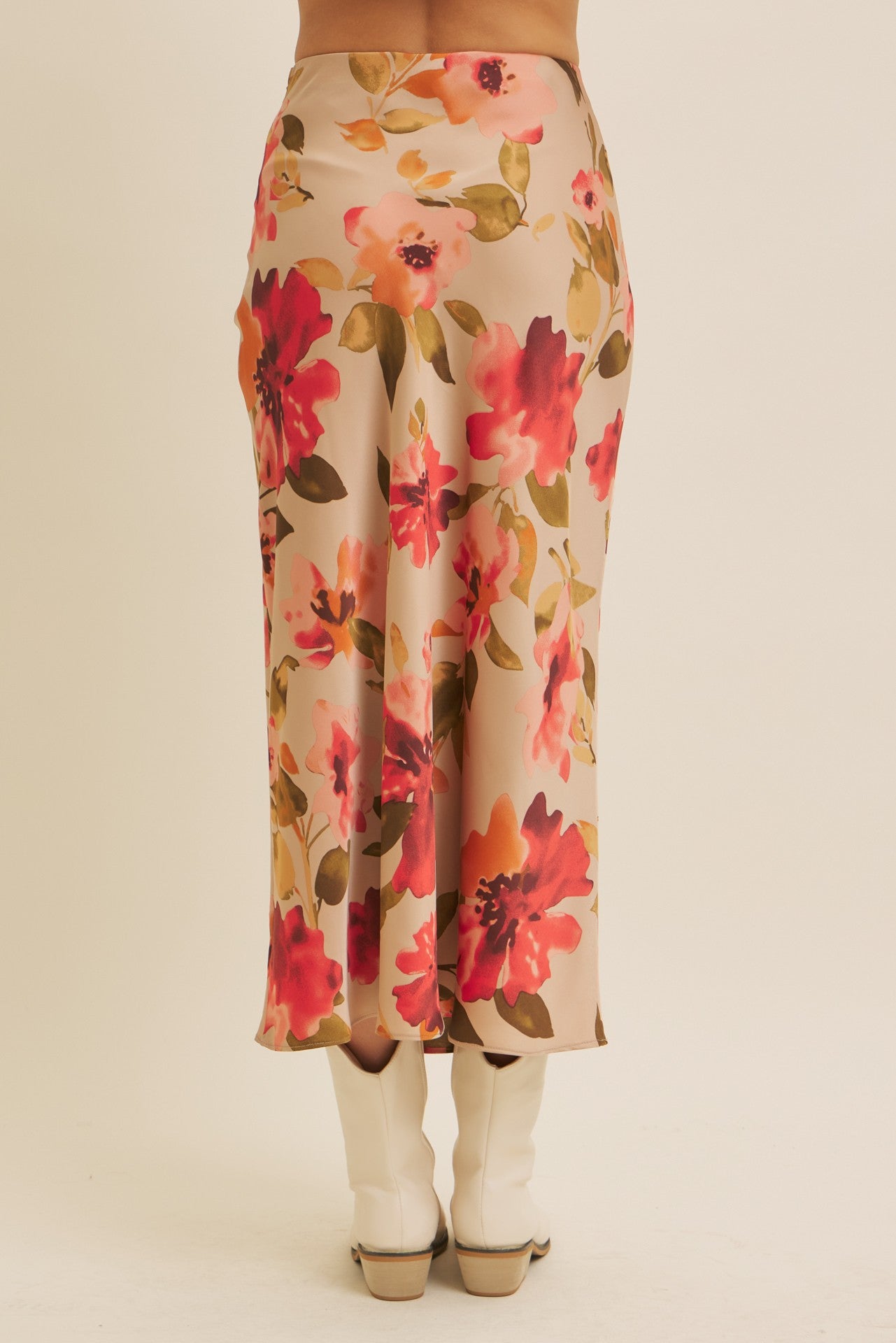 Anna Floral Satin Maxi Skirt