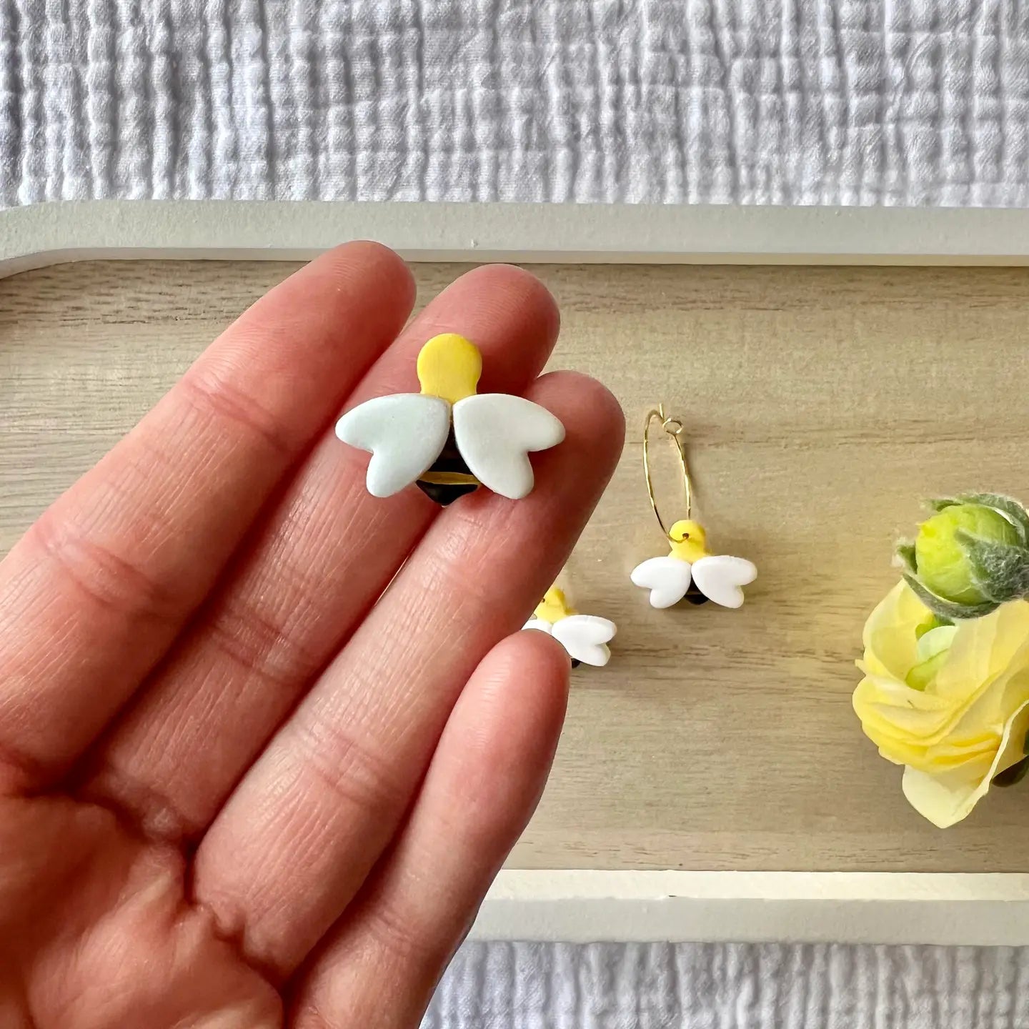 Bumblebee Clay Earrings