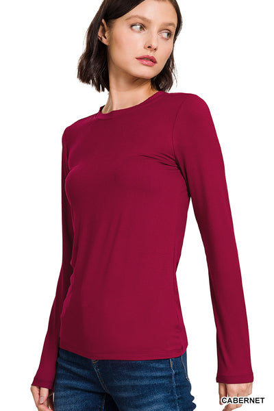 Basic Long Sleeve Tee | Cabernet