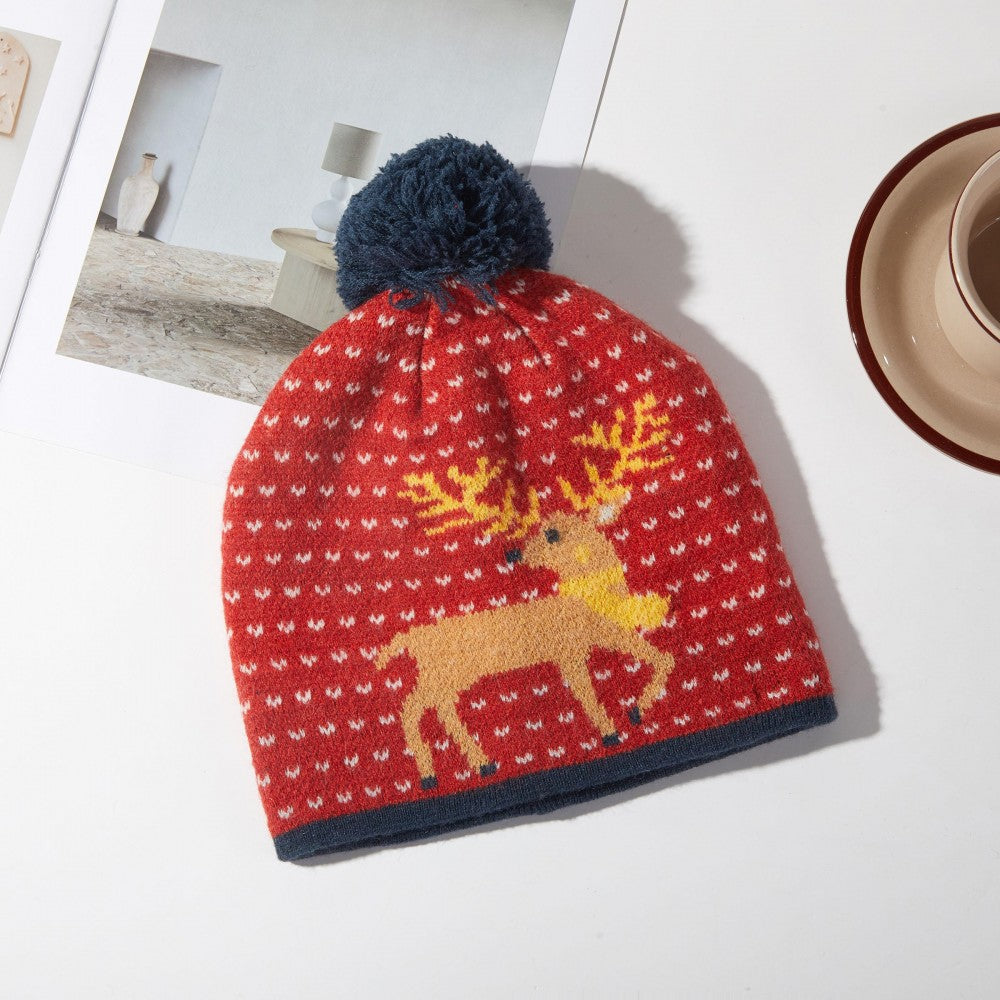 Reindeer Beanie With Pom | Red