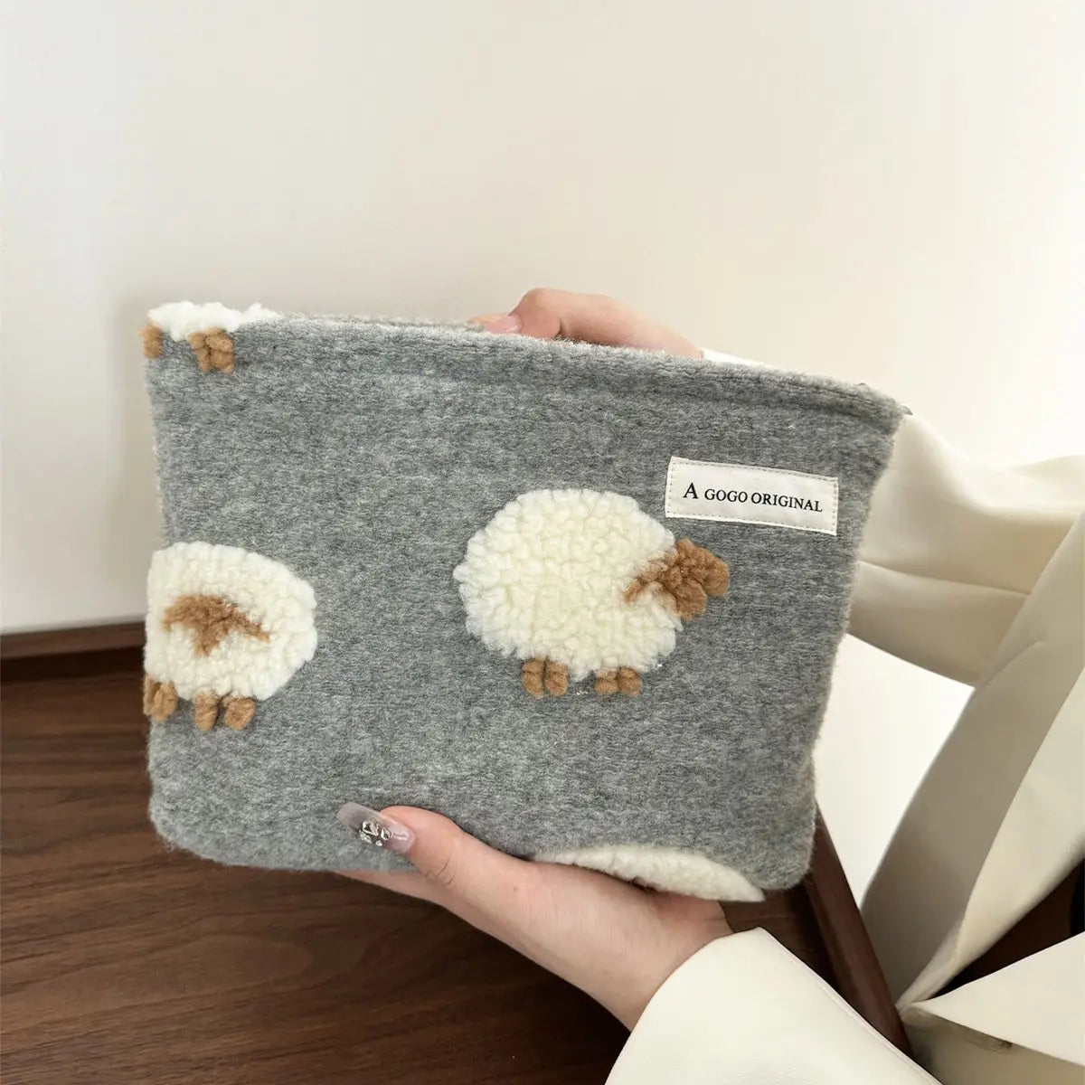 Wool Plush Makeup Bag | Large