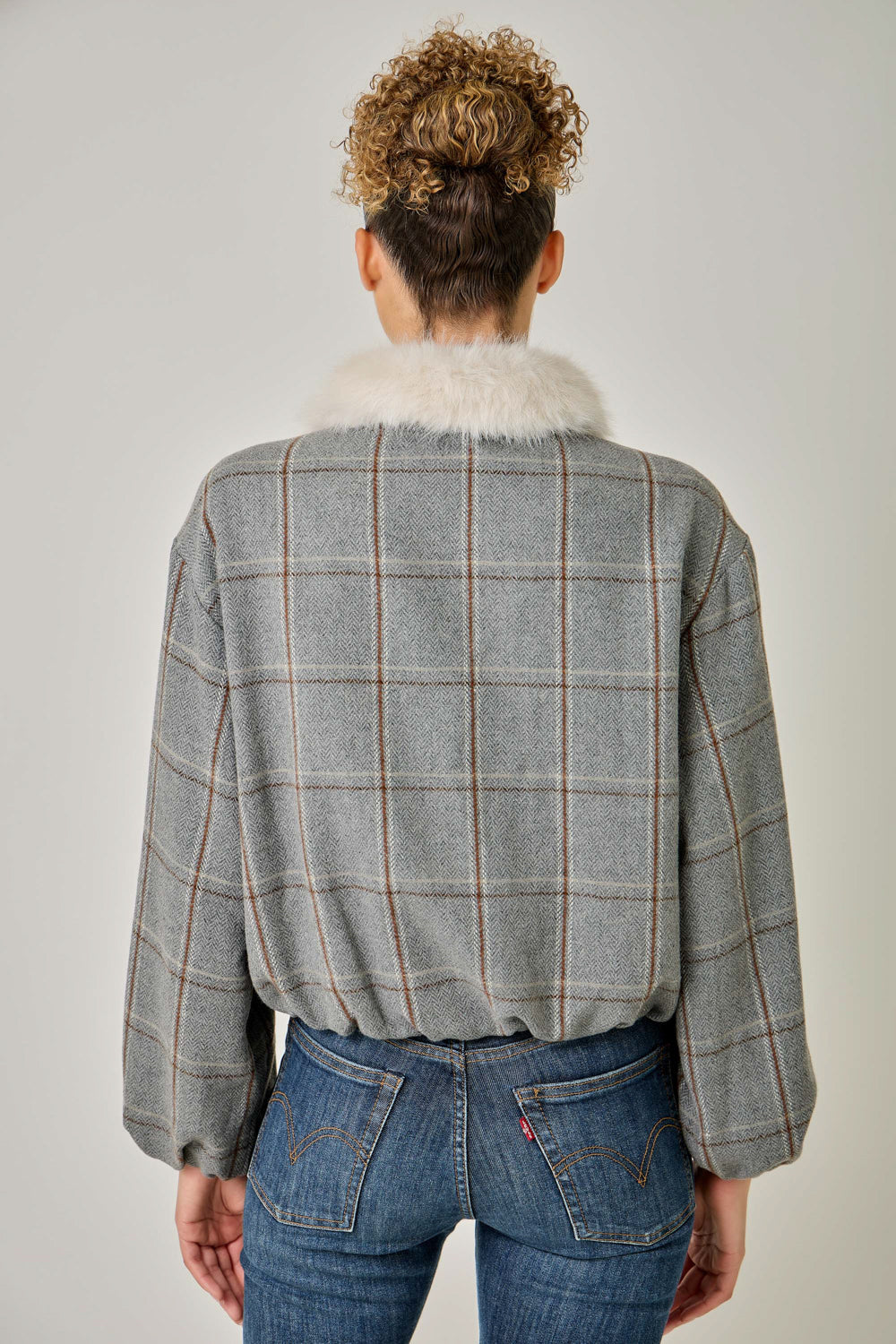 Dorothy Fur Collar Plaid Jacket