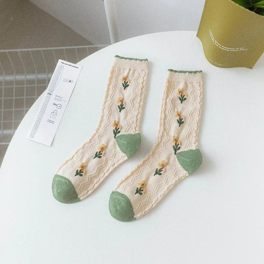 Rufia - Green Series Women's Crew Socks | Floral