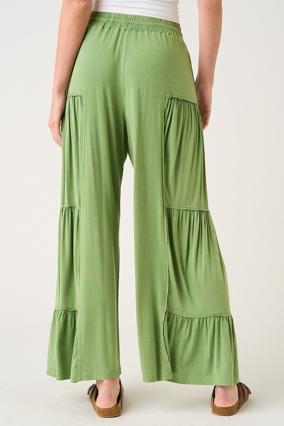 Alaiya Tiered Wide Leg Elastic Waist Pants